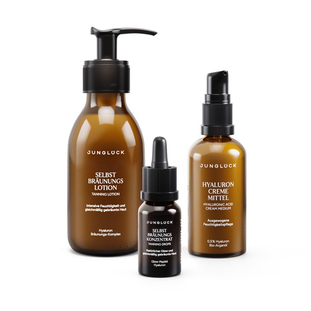 JUNGLÜCK Hautpflege-Set Care & Tan Trio - Geschenkset, 1-tlg., Gepflegte Bräune von Kopf bis Fuß