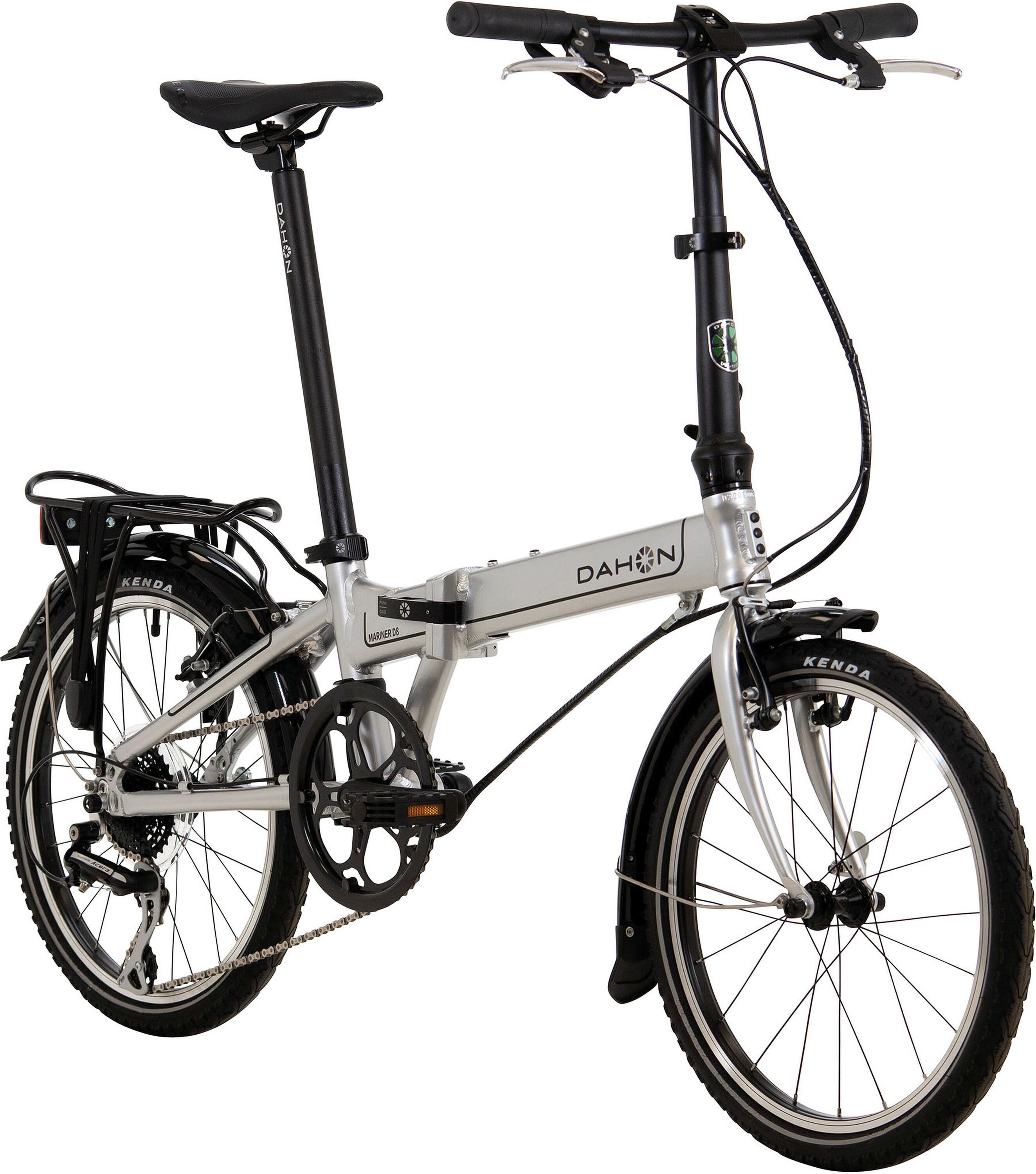 Dahon folding bike, 8-speed Shimano ACERA derailleur gears, 20-inch Mariner D8 folding bike