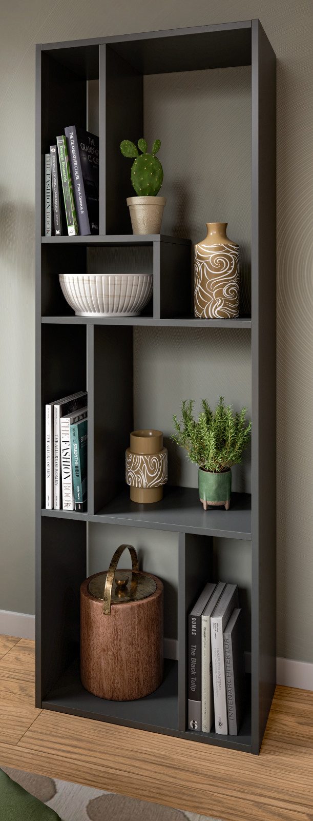 Inn.Furn Mehrzweckregal Merlyn, in grau matt, vertikal oder horizontal stellbar