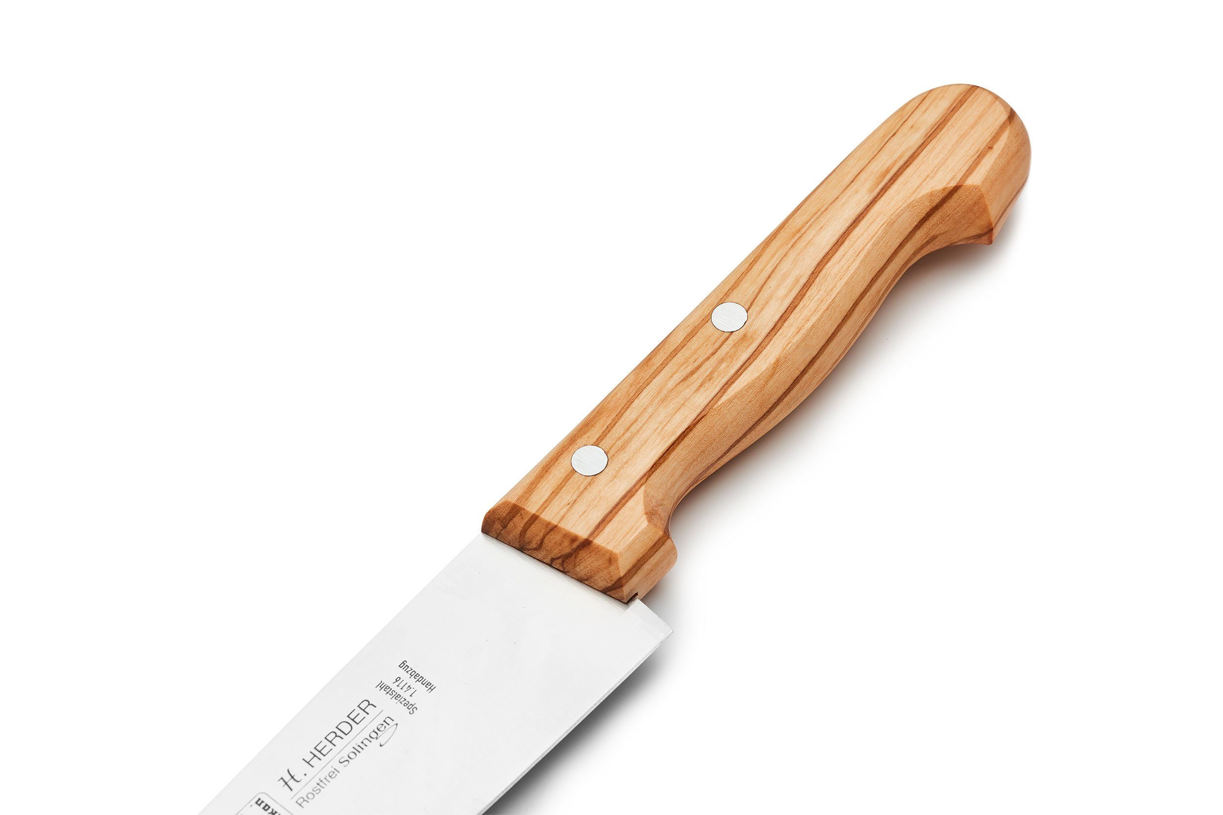 H. Herder Olivenholz Küchenmesser Messer-Set Brotmesser / 3er-Set Santokumesser 