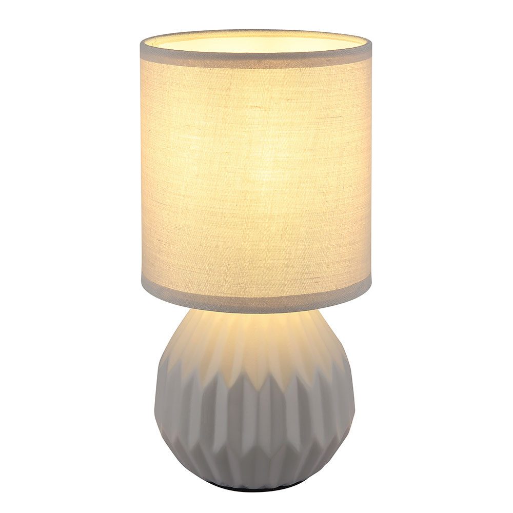 GLOBO LIGHTING Tischleuchte, Leuchtmittel nicht inklusive, Tischlampe Tischleuchte Nachttischlampe Keramik Textil grau H 23 cm