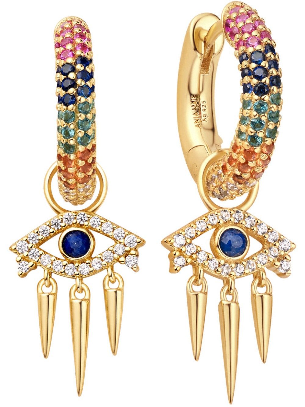 Ania Haie Ohrhänger-Set Ania Haie EST048-12 Set Creolen Rainbow Evil Eye + 1 x 2 Anhänger
