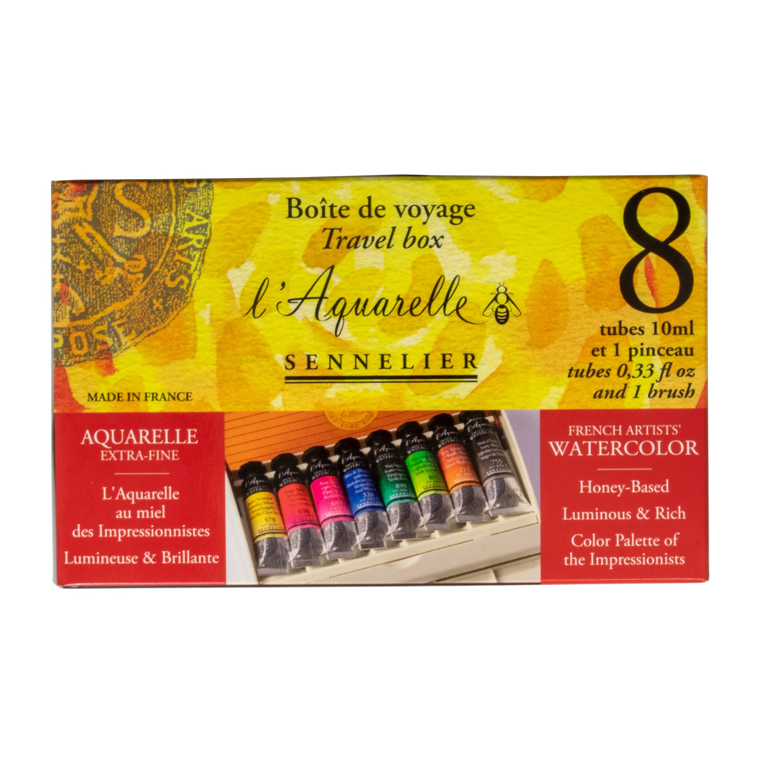 SENNELIER Aquarellfarbe Aquarellfarben - Reisekasten mit 8 x 10ml und 1 Pinsel - N131642.00