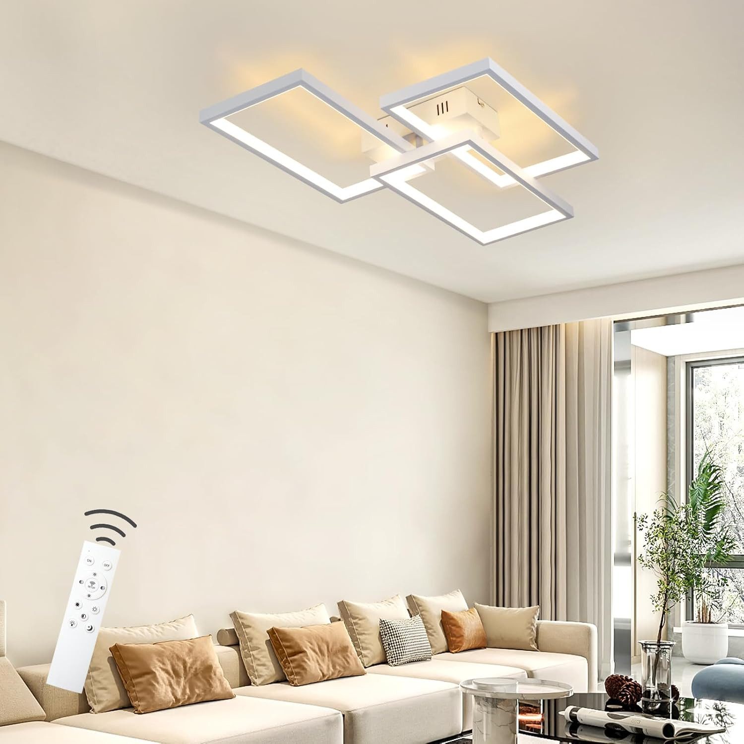 ZMH LED Deckenleuchte dimmbar mit Fernbedienung 63W Wohnzimmerlampe, LED fe günstig online kaufen