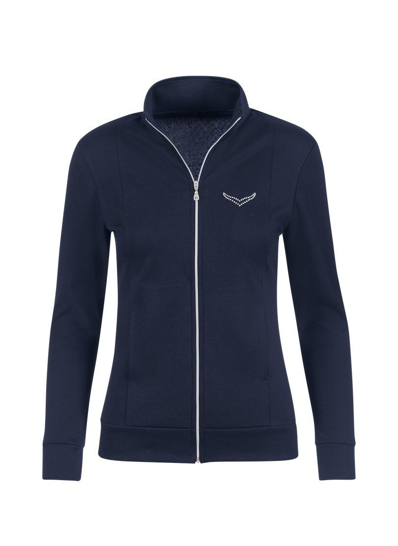 Trigema navy Jacke Kristallsteinen mit veredelt TRIGEMA Sweatjacke