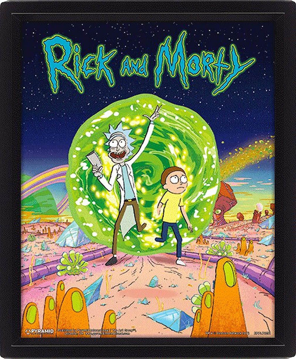 Rick and Morty Bild mit Rahmen Portal, Gerahmtes 3D Lentikulardruck Bild