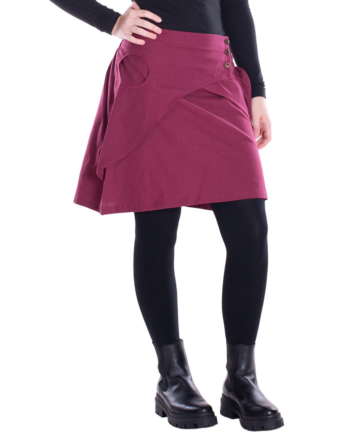 Vishes Minirock Damen Mini-Rock Baumwolle A-Linie breiter Bund mit Knopfleiste und Alternative Bekleidung, Ethno, Hippie, Retro Style – Bild 2 von 5