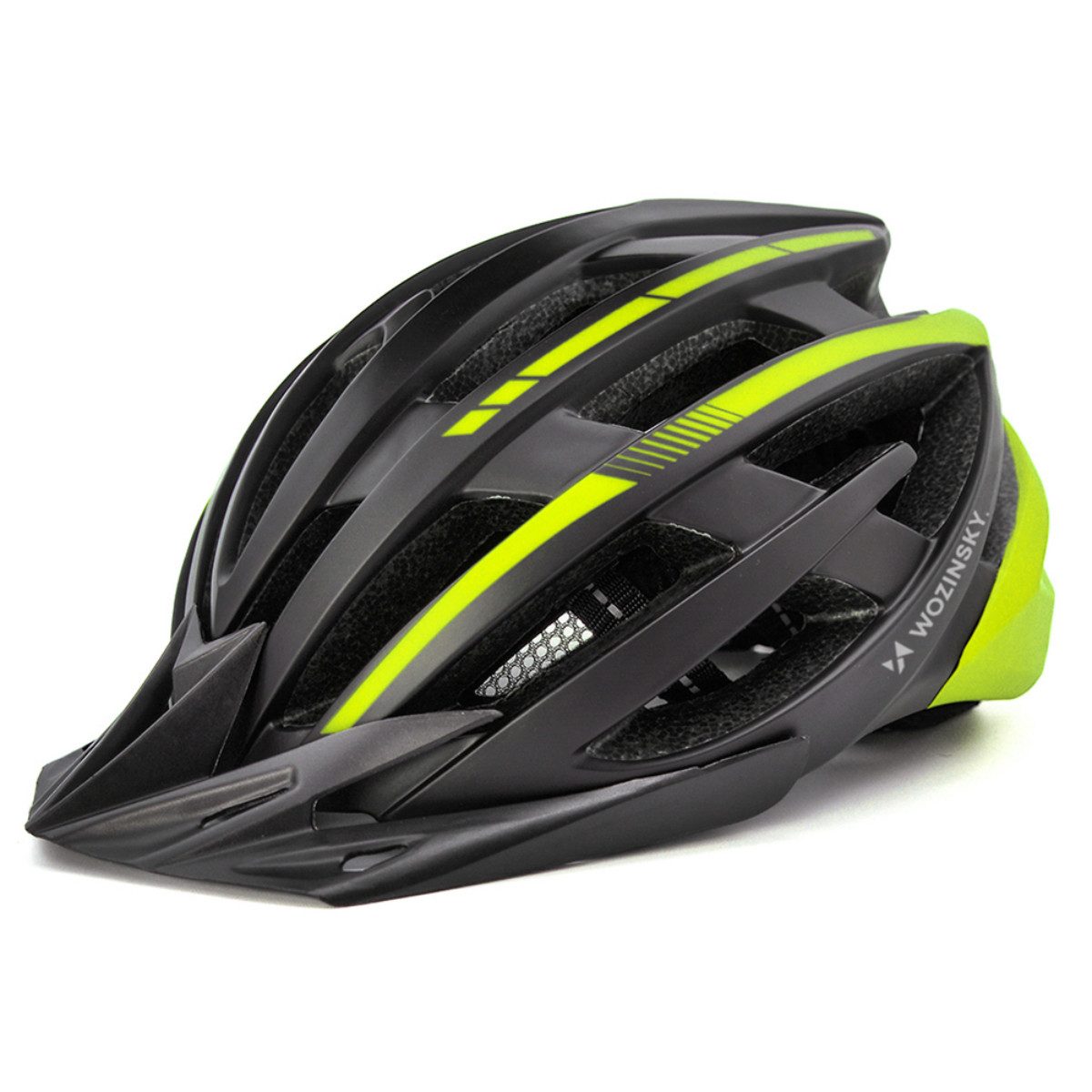 Wozinsky Fahrradhelm HT-28, USB-LED-Rücklicht für zusätzliche Sichtbarkeit, Visier abnehmbar