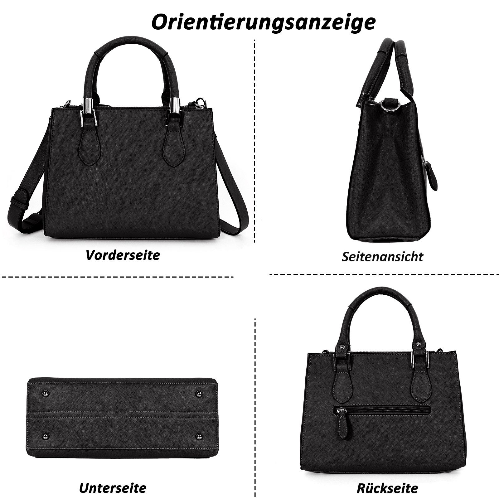 TAN.TOMI Henkeltasche Umhängetasche Messenger Taschen Kleine Handtasche für Damen (Mittel Mehrere Fächer & Reißverschlüsse, mit Abnehmbar Schulterriemen), Handtasche Damen Crossbody Tote Henkeltasche