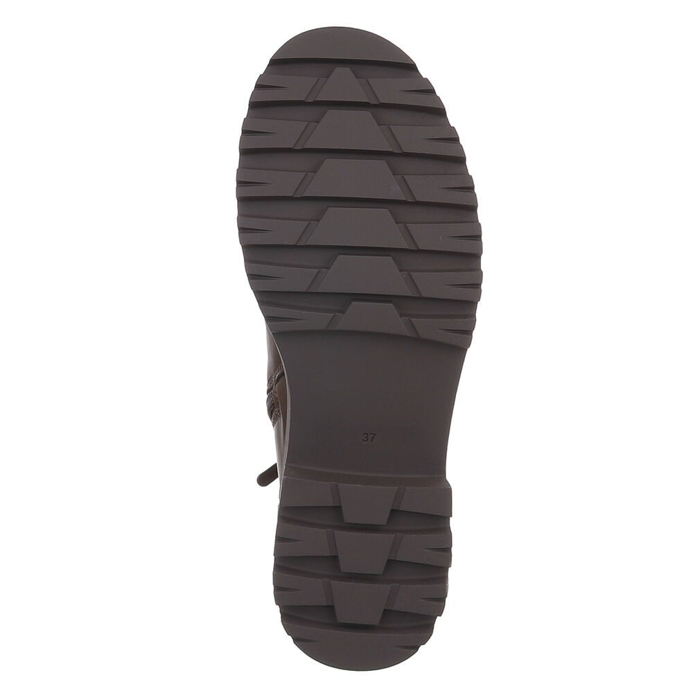 Ital-Design Damen Schnürstiefel mit Profilsohle und Reißverschluss Snowboots (92299794) Blockabsatz Plateaustiefeletten in Braun – Bild 3 von 5