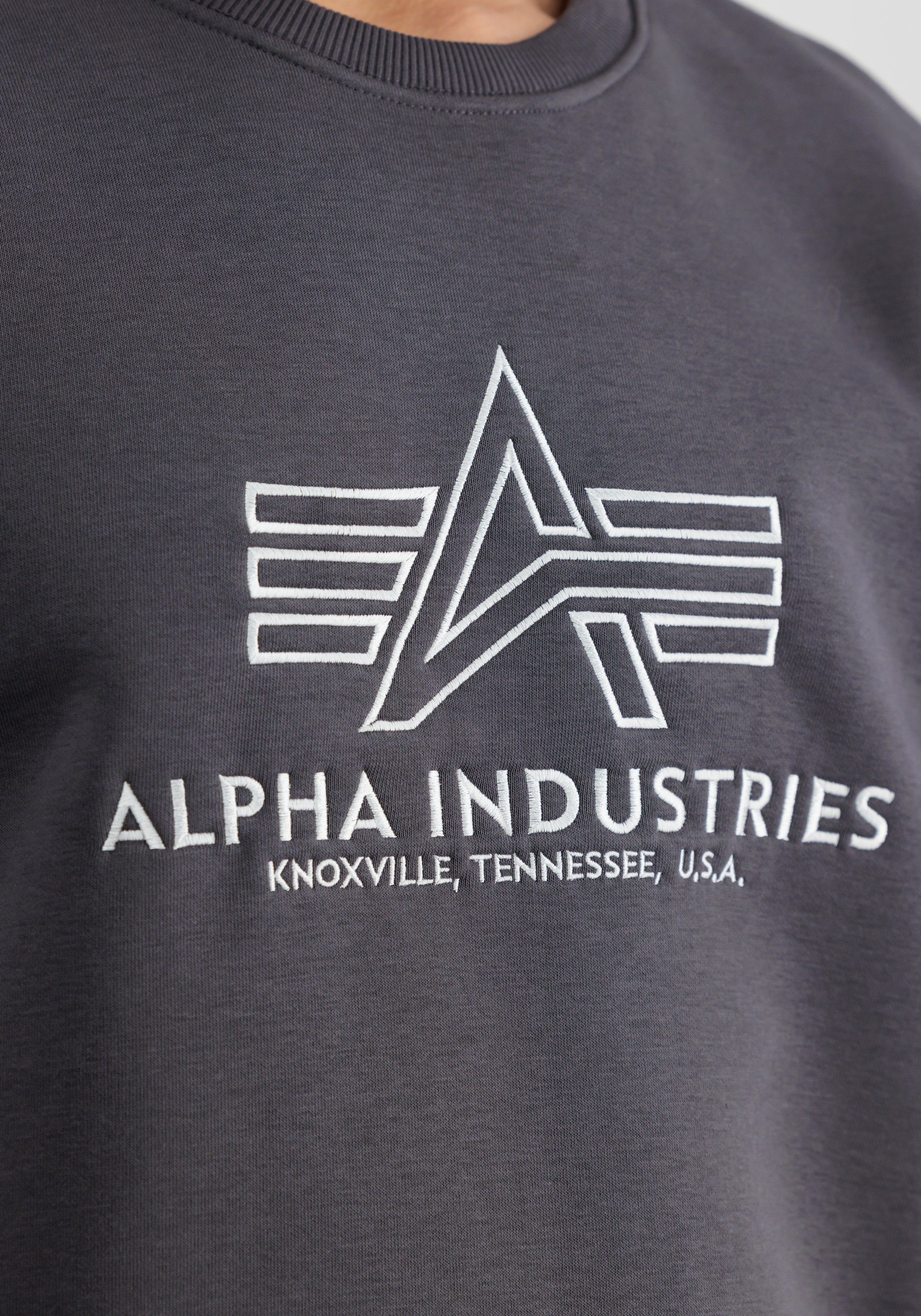 Alpha Industries Sweater Basic Industries Embroidery Men Sweatshirts - grey Alpha Sweater vintage