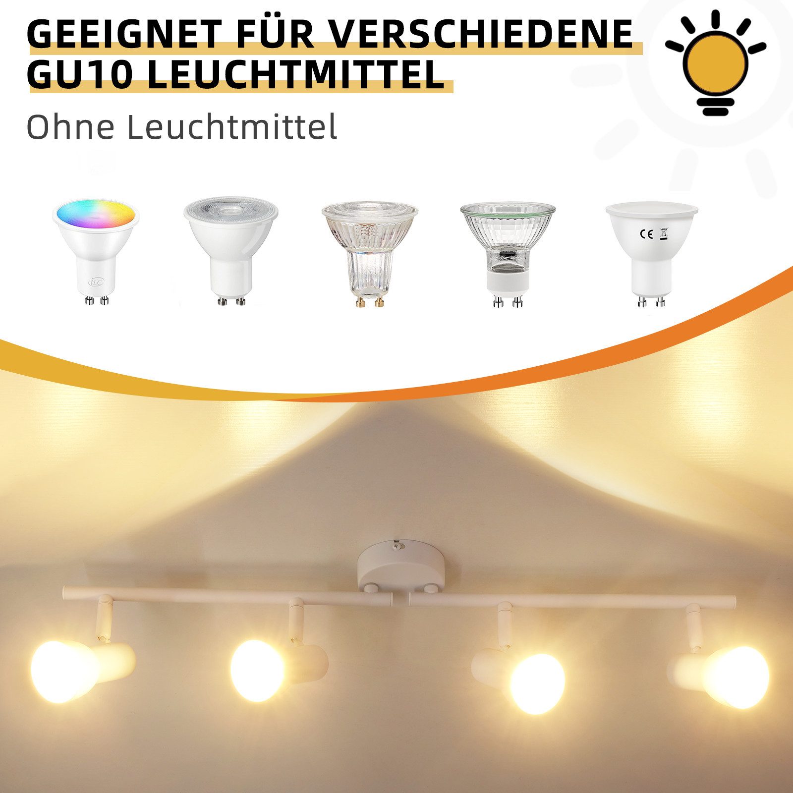 ZMH Deckenstrahler 4 Flammig GU10 Deckenleuchte günstig online kaufen