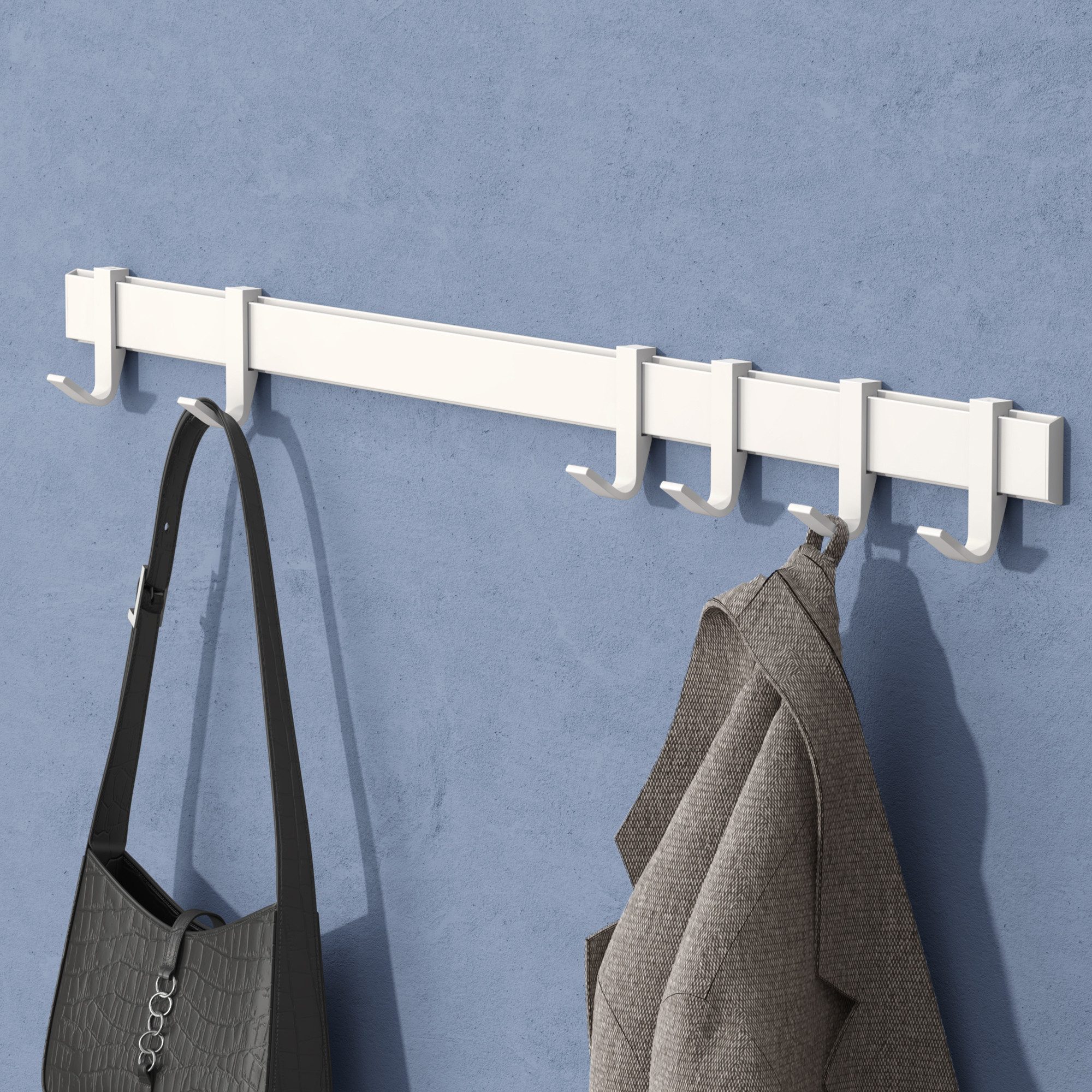 doporro Garderobenleiste Kleiderhaken 4/6/8 Verschiebbare Alu-Wandhaken selbstklebend Stalo-12 (6 St), 4 Verschiebbare Wandhaken aus Alu