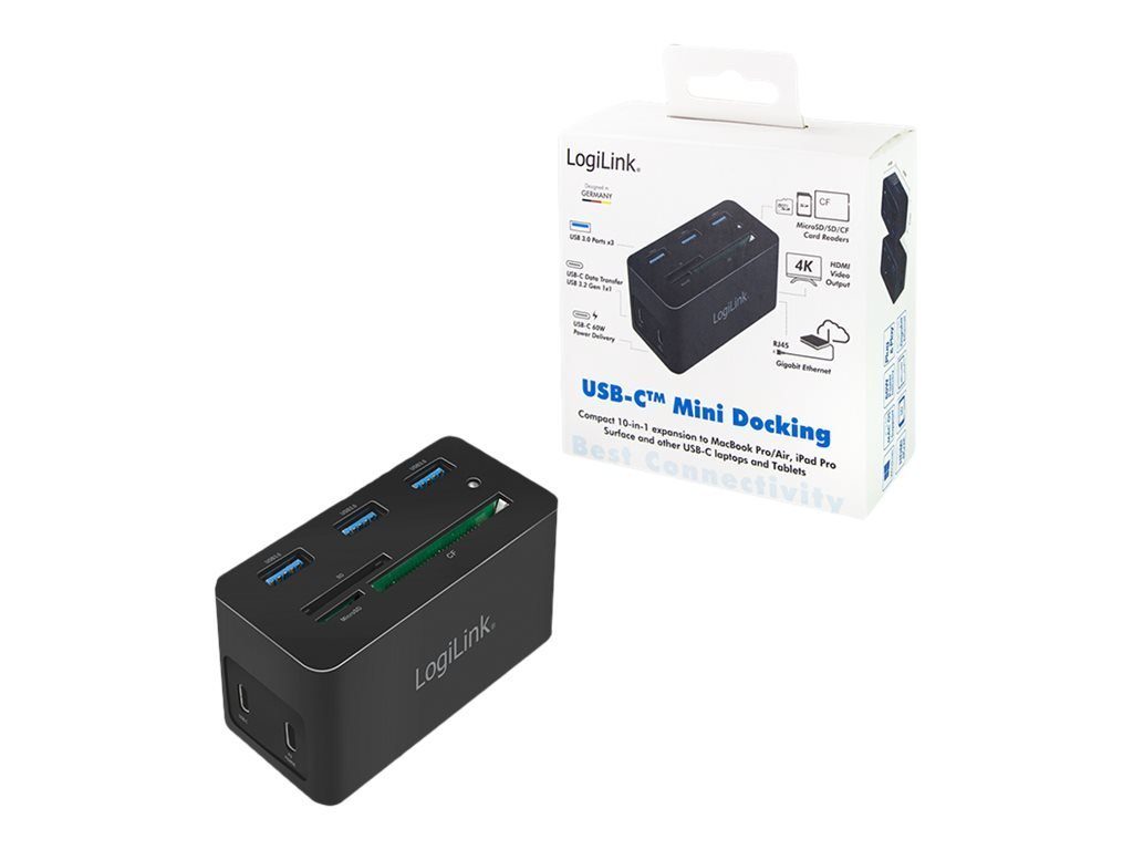 Laptop-Dockingstation LOGILINK Dockingstation USB 3.2 (G1) HDMI,10-Port,PD4,schw.