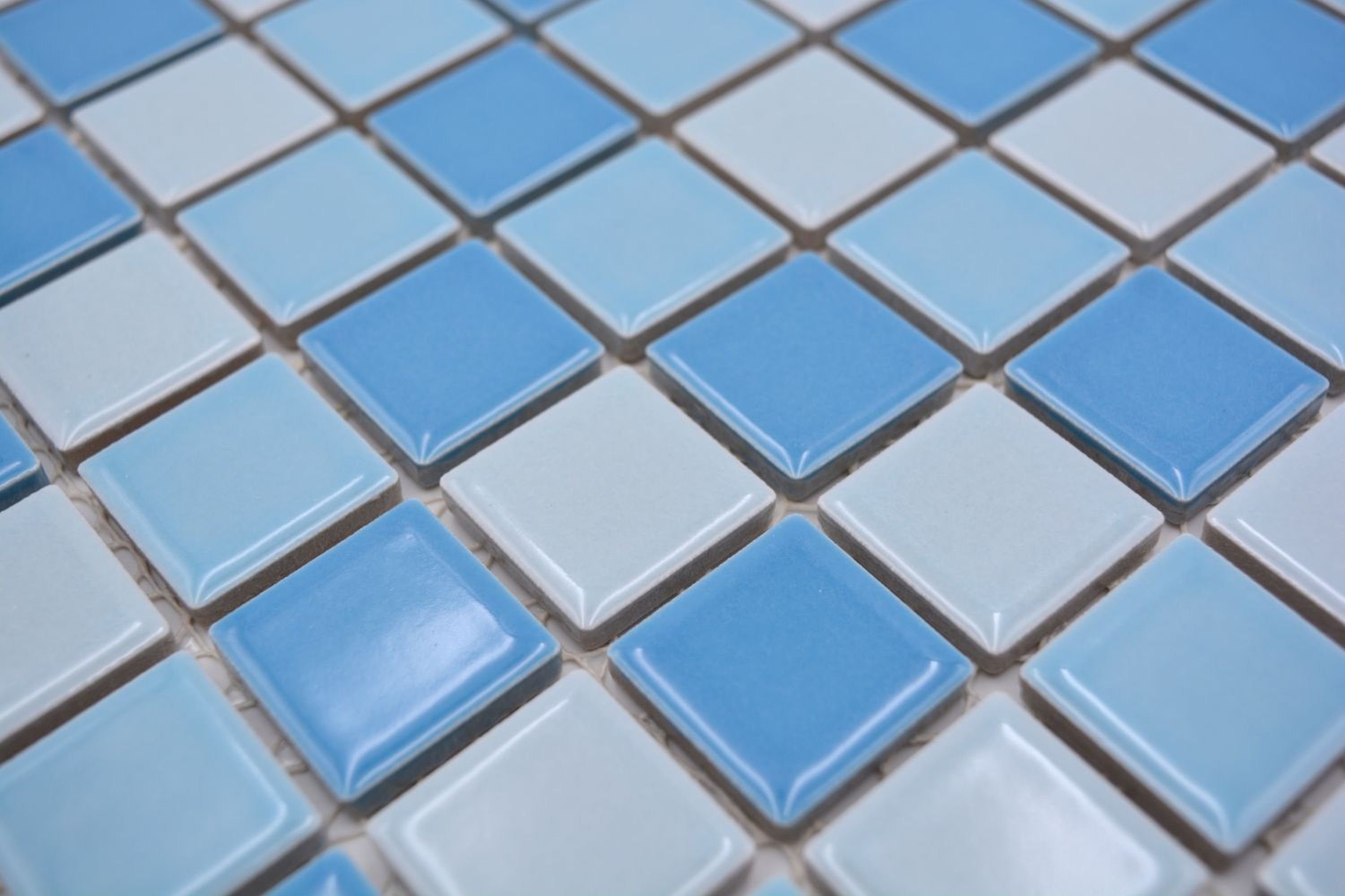 Duschwand Mosani Keramik Schwimmbad Mosaikfliesen blau Mosaik mix Mosaikfliese glänzend