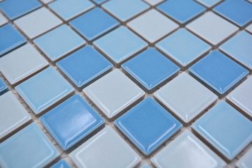 Mosani Mosaikfliesen Keramik Mosaik Schwimmbad Mosaikfliese blau mix glänzend Duschwand