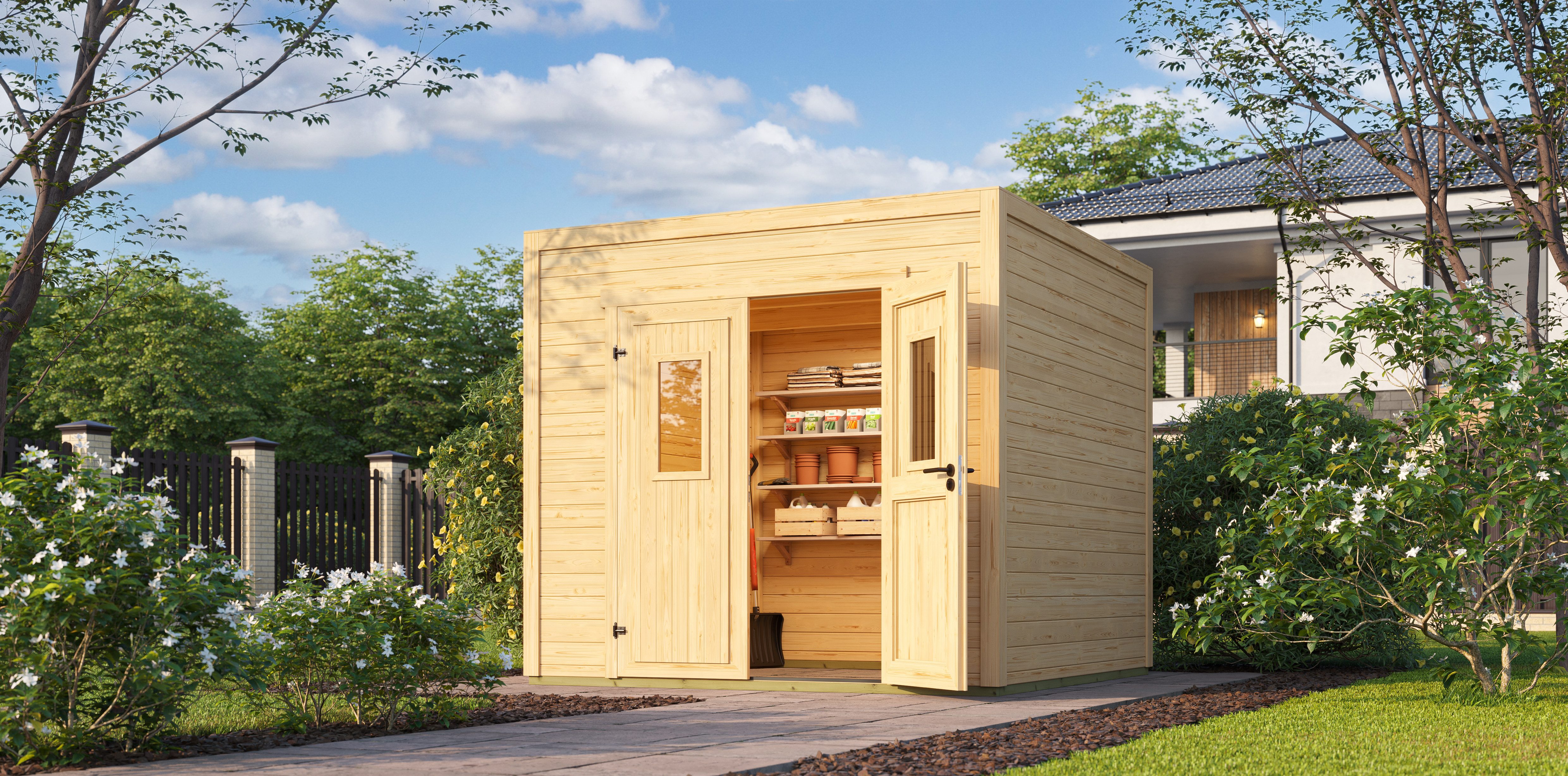 Nordic Holz Gartenhaus Felix 1,5, BxT: 250x207,4 cm, kleiner stilvoller Schuppen mit Flachdach