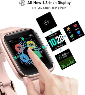 Fitpolo mit Musiksteuer Schlafmonitor Uhren für Damen Herren Kinder Smartwatch (1.3 Zoll, Android iOS), mit herzfrequenz,IP68 Wasserdicht Fitness Voller Touchscreen