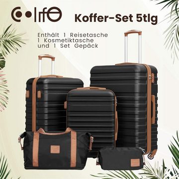 Coolife Kofferset Reisekoffer von ABS Hartschalen Trolley 4 Rollen, 4 Rollen, mit TSA-Schloss Der Koffer Enthält 1 Reisetasche und 1 Kulturbeutel