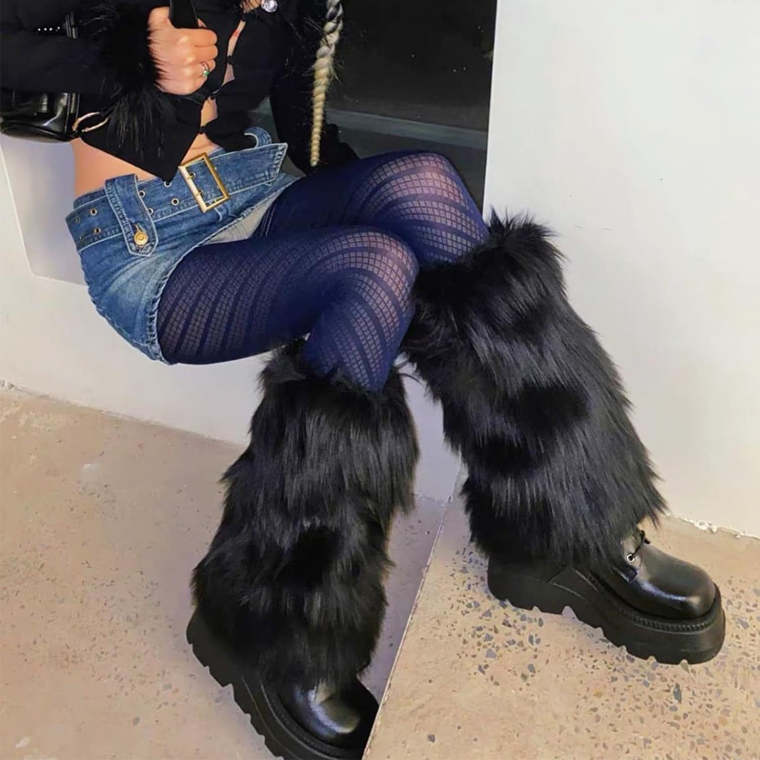 nsihing Beinstulpen Legwarmer Fellstulpen-Warme Wintersocken,Vollfrottee mit Komfortbund Für Winter, Halloween und Weihnachten geeignet – Bild 3 von 5