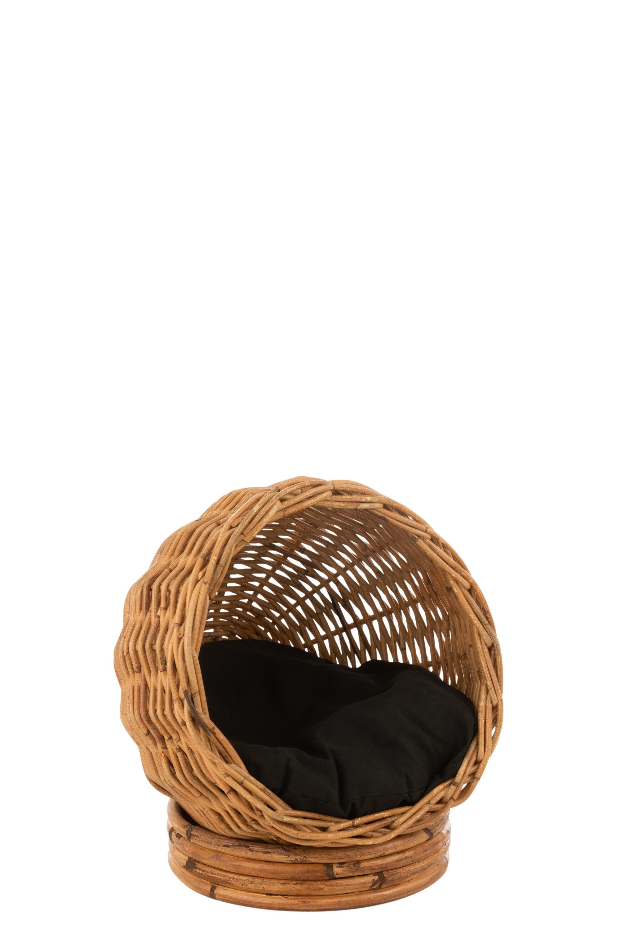 J-line Tierkorb Katzenkorb+Kissen Rund Rattan Honig Gelb/Schwarz