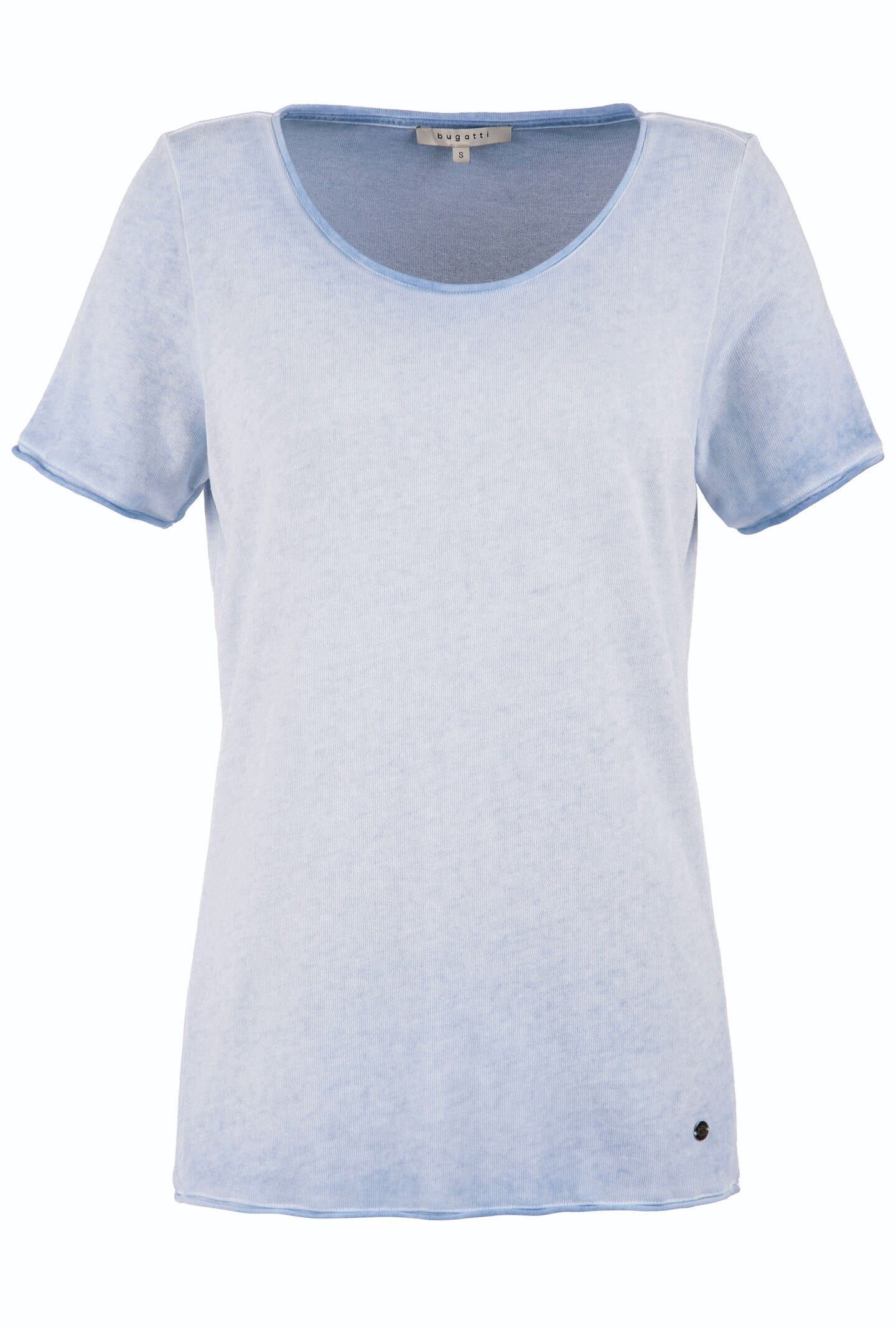 bugatti Rundhalsshirt mit Optik verwaschener hellblau leicht