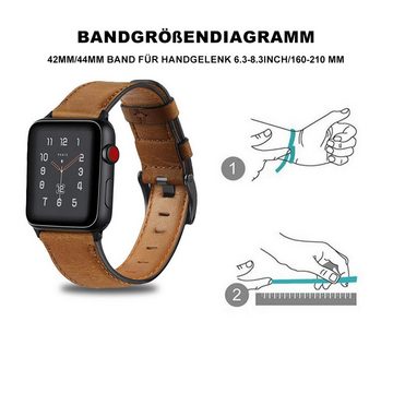 GelldG Uhrenarmband Lederarmband Kompatibel mit Apple Watch Armband 42mm 44mm