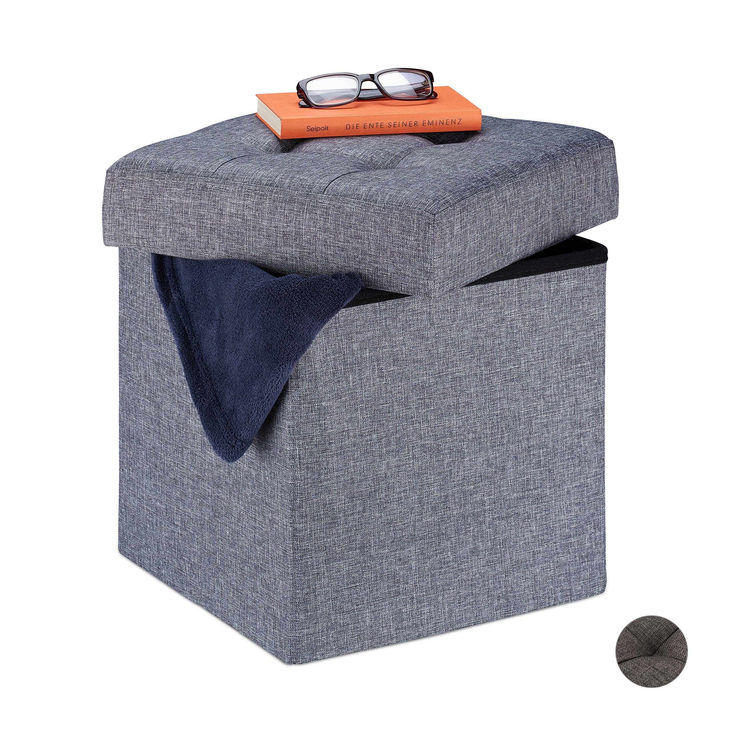 relaxdays Sitzhocker mit Stauraum, Dunkelgrau günstig online kaufen