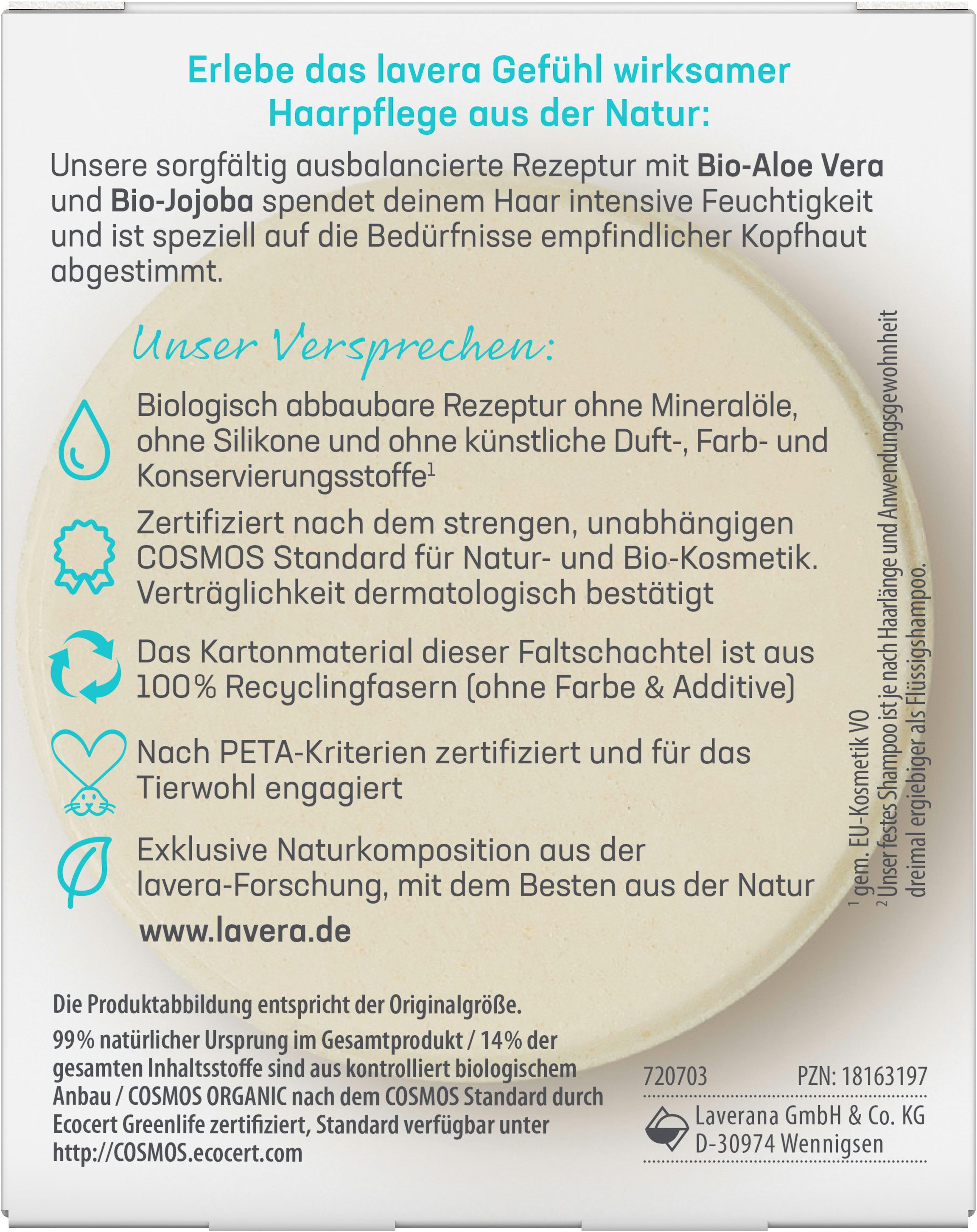 lavera Festes Haarshampoo Festes Pflegeshampoo basis sensitive Feuchtigkeit & Pflege