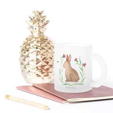 Mr. & Mrs. Panda Teeglas Hase Sitzen - Transparent - Geschenk, Osterblume, Ostern Kinder, Teet, Premium Glas, Satinierte Oberfläche