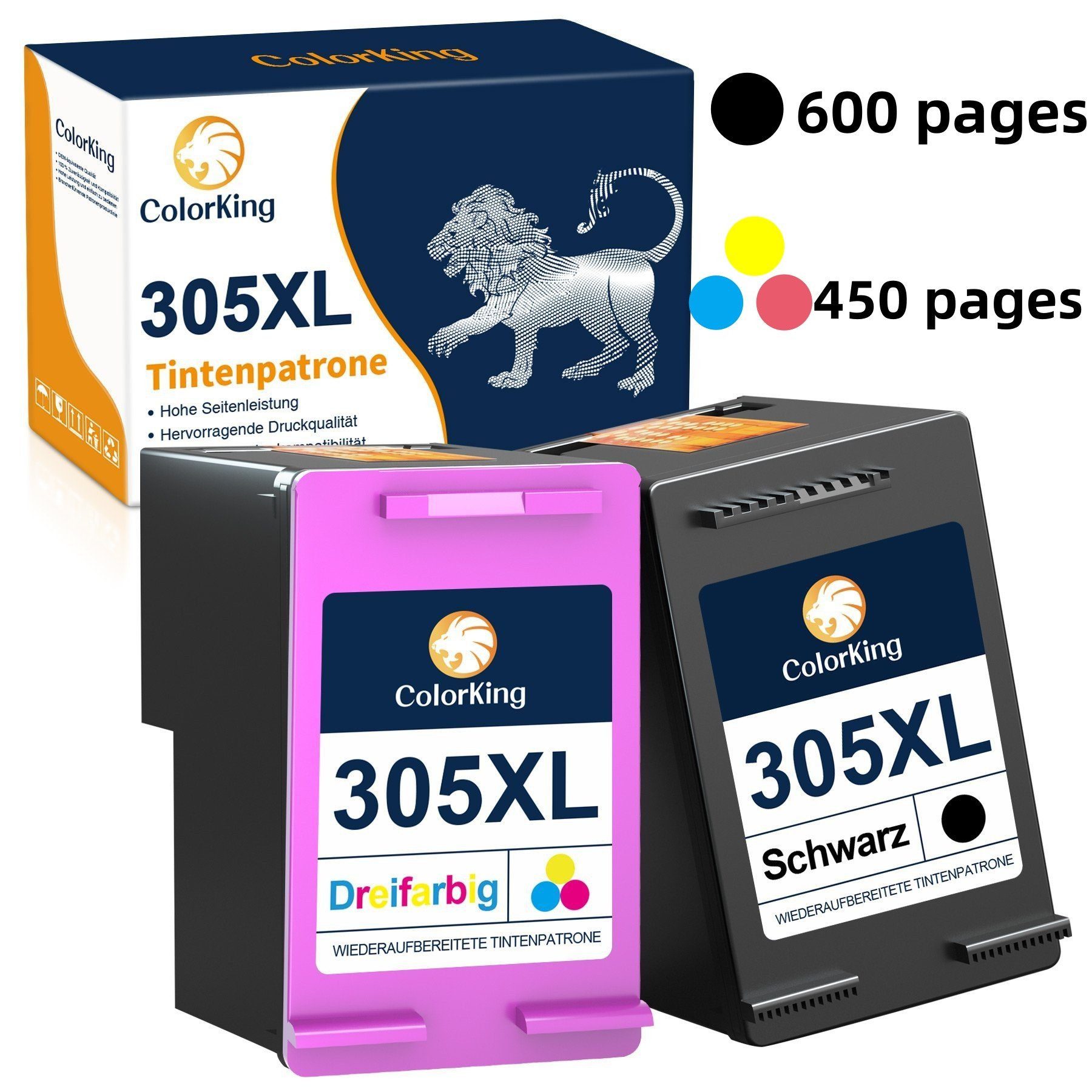 ColorKing 2pk für HP 305 XL 305XL Envy 6000 6030 Tintenpatrone (Envy Pro 6420 6422 6430 6432)