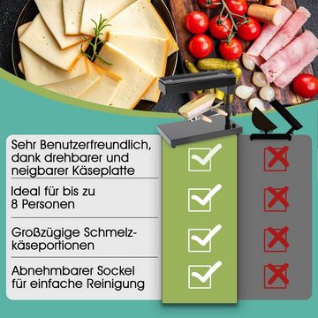 bmf-versand Raclette Raclette Grill Schweizer Käseschmelzer Tischgrill Schmelzgerät Stück, 600,00 W, Temperaturregler, Grillplatte, in allen Richtungen verstellbar