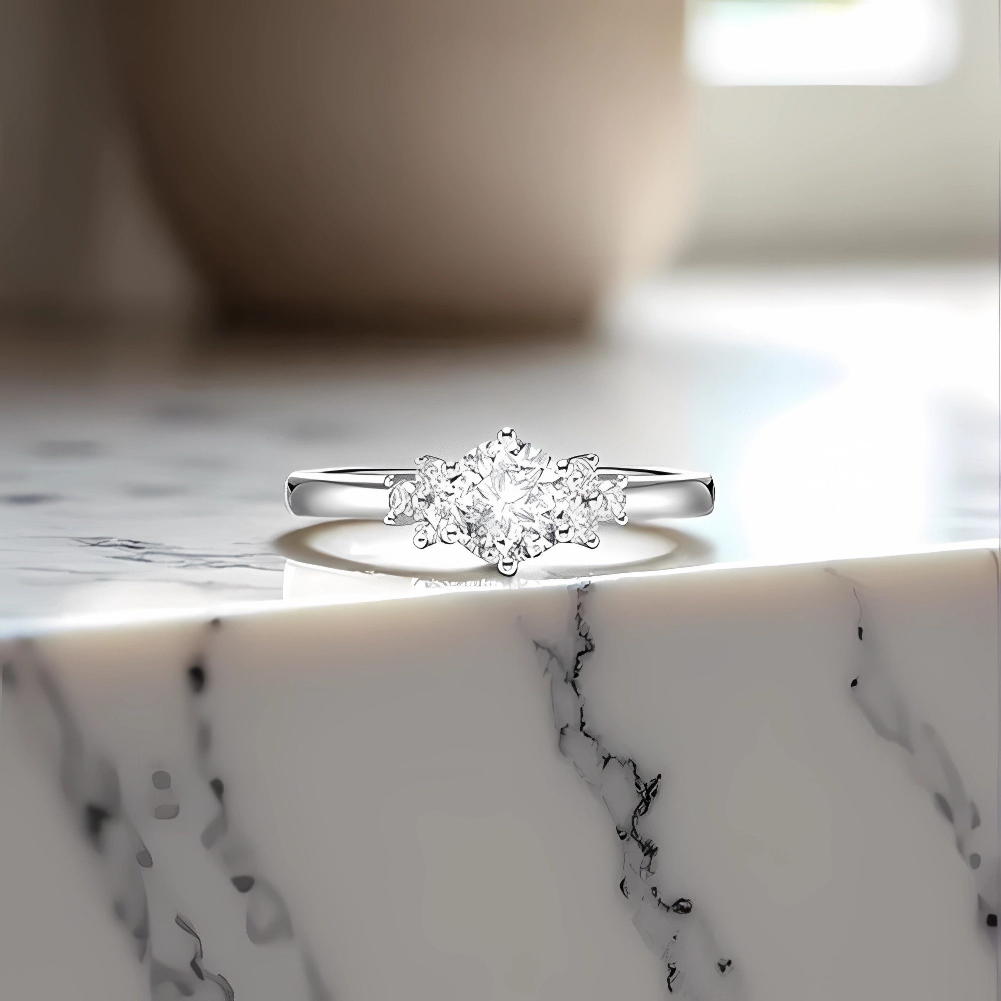 Jumpeak Diamantring Ring Gold Damen 585 Echtgold,Diamant Ring Damen,Lab Grown Diamant Ring, 1ct,E,VS1,IGI,Rund Ring in Krallenfassung,Geschenk Schwester