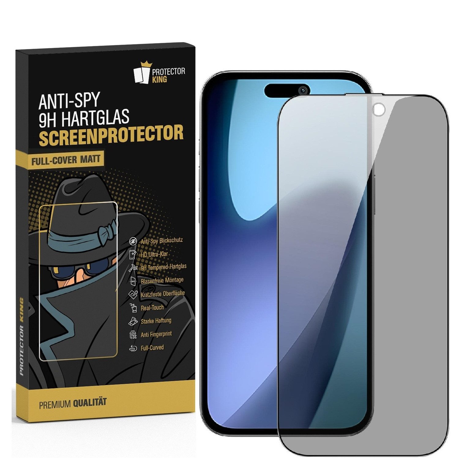 Protectorking Displayschutzfolie 2x Blickschutz 9H Panzergla Full-Screen Anti-Spy Anti-Reflex matt für Apple iPhone 17 Pro Max, 2 Stück, Displayschutzfolie, Schutzfolie, Bildschirmschutz, kratz- & stoßfest