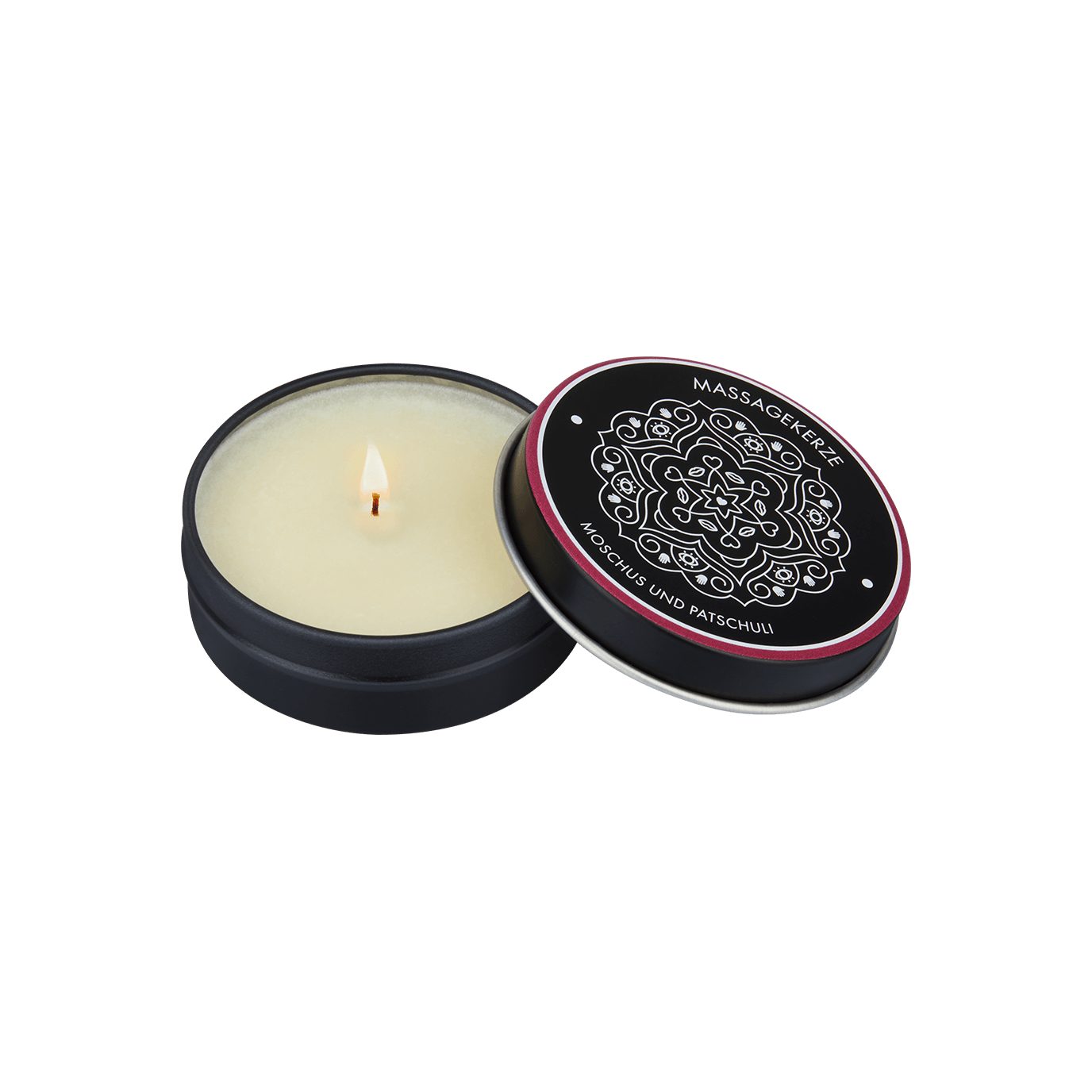 EIS Gleit- & Massageöl Massagekerze Moschus + Patschuli -> pinker Rand, 0-tlg.