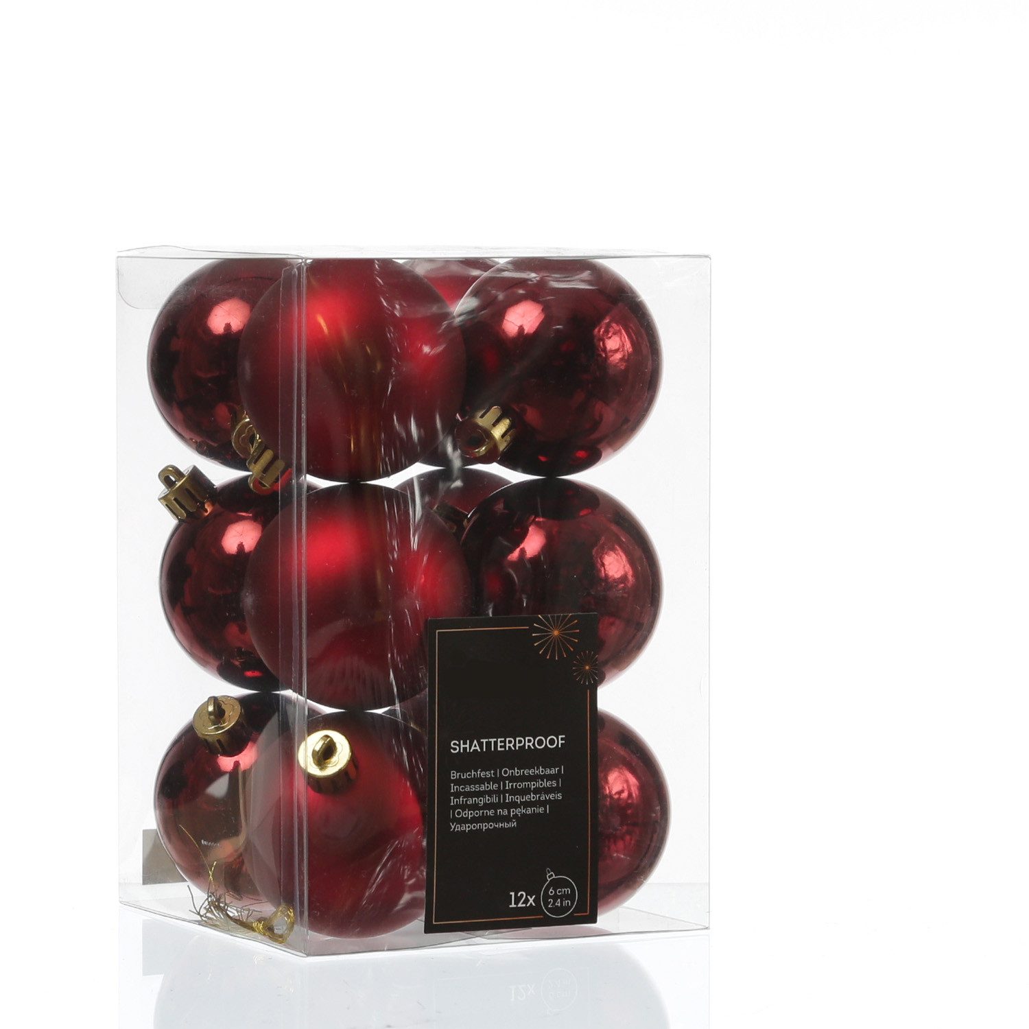 Weihnachtsbaumkugel Weihnachtskugeln bruchfest 6cm Christbaumkugeln weinrot 12 Stück