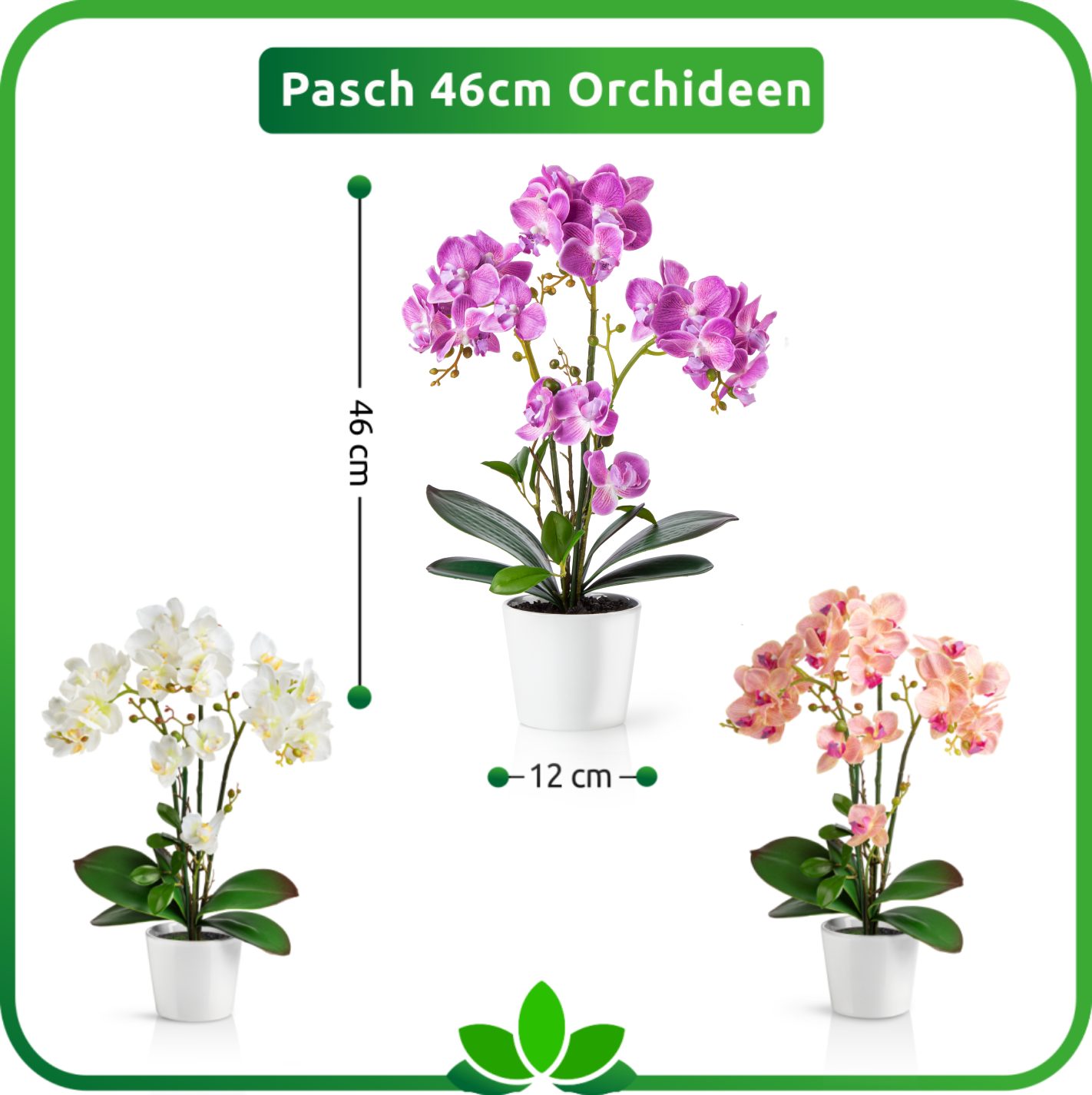 Kunstorchidee PASCH® Orchidee künstlich wie echt (46cm) in Hochglanz-Keramiktopf Orchidee, PASCH, Real Touch – Bild 5 von 5