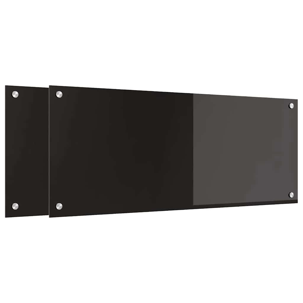 vidaXL Küchenrückwand Küchenrückwand 2 Stk. Schwarz 100 x 40 cm Gehärtetes Glas, (2-tlg)