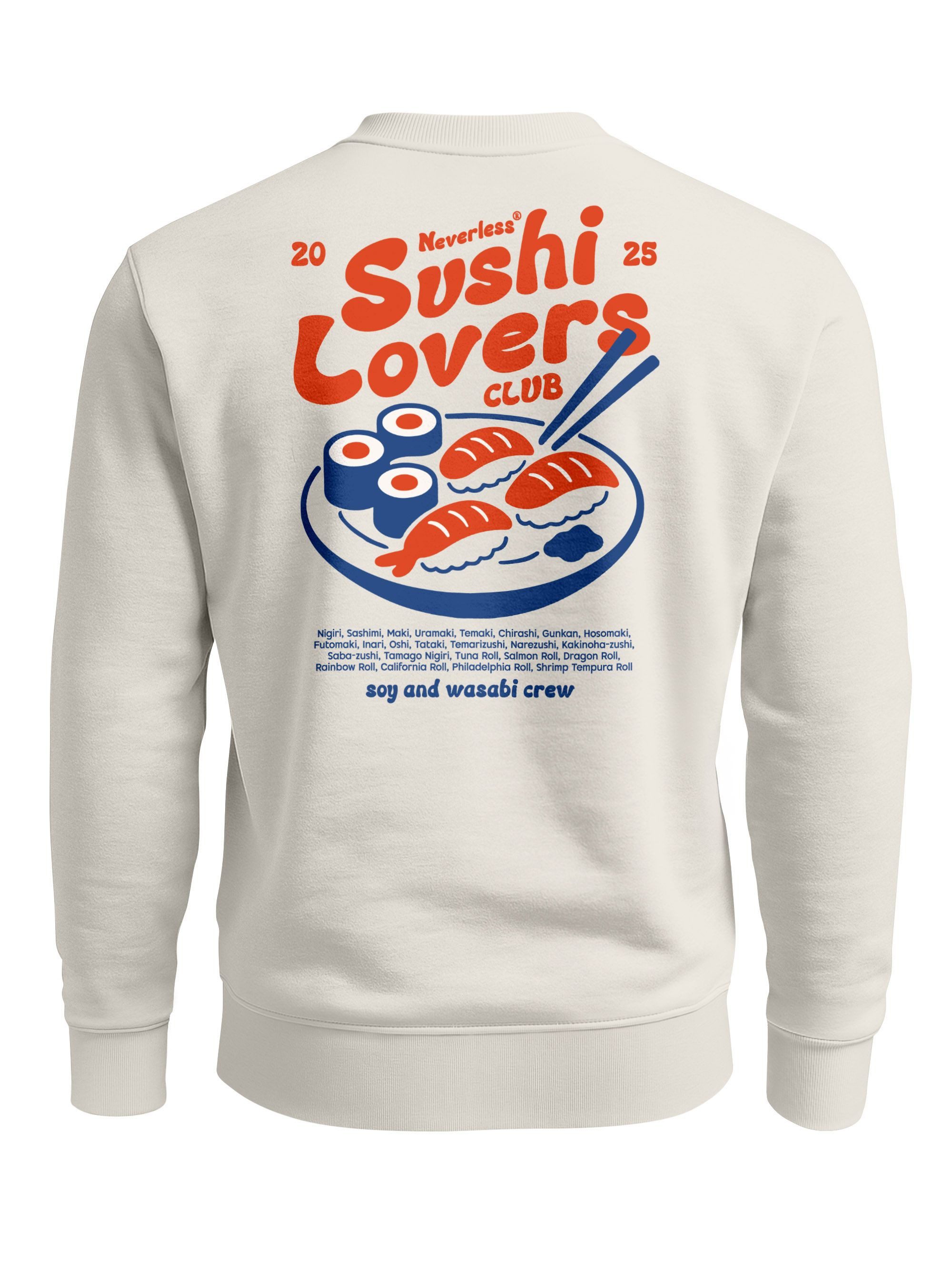 Neverless Sweatshirt Sweatshirt Herren Pullover mit Backprint Sushi Lovers günstig online kaufen