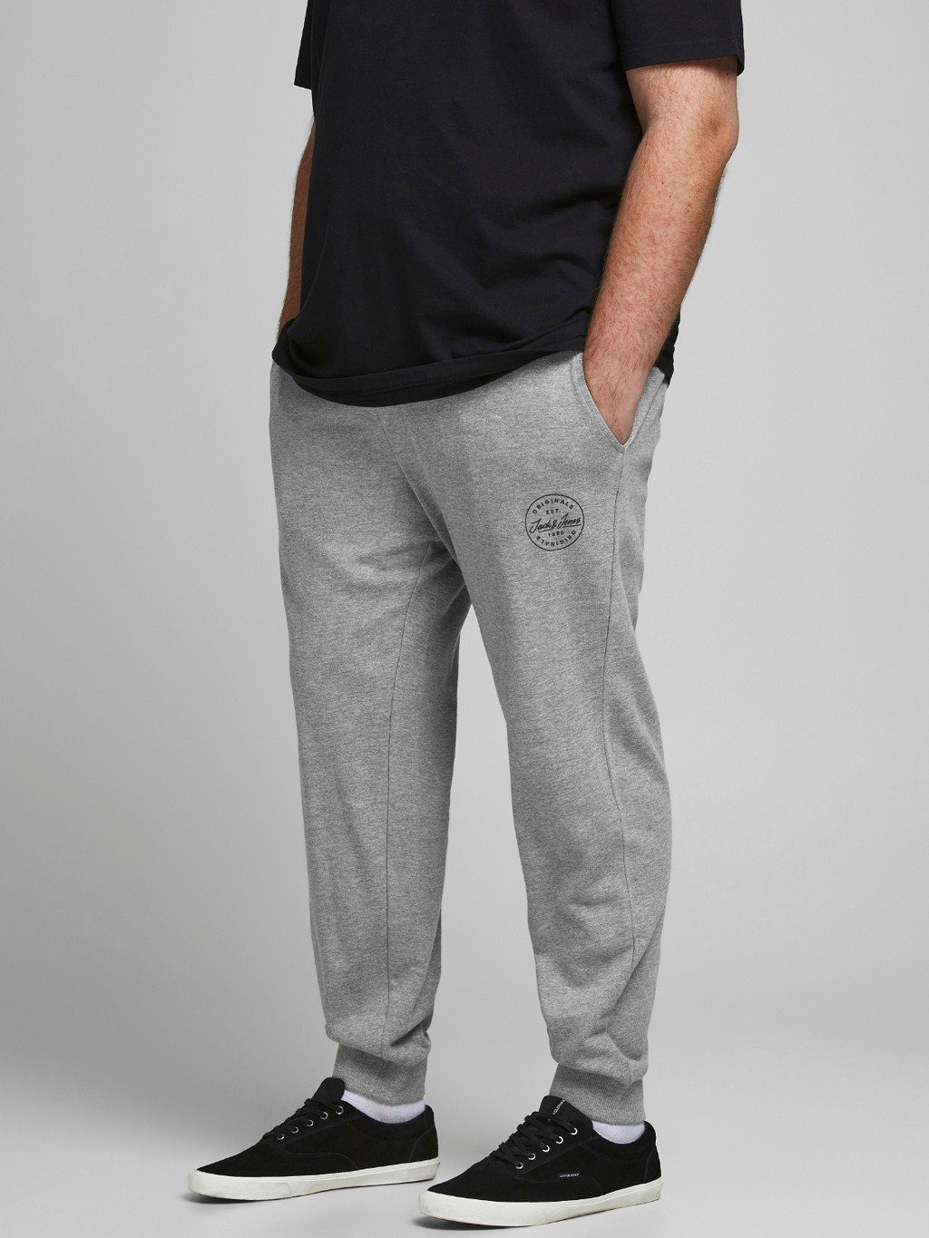 Jack & Jones Jogginghose Jogginghose JPSTGORDON Sweat Trainingshose Plus Size Übergröße 4422 in Grau