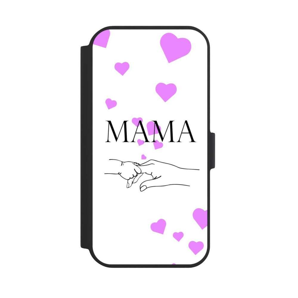 NIVOCASE Handyhülle Muttertag Mama Familie Muttertag-Mama und kinder, Apple iPhone 15 Klapphülle Handyhülle aus Kunst Leder NIVOflip schwarz