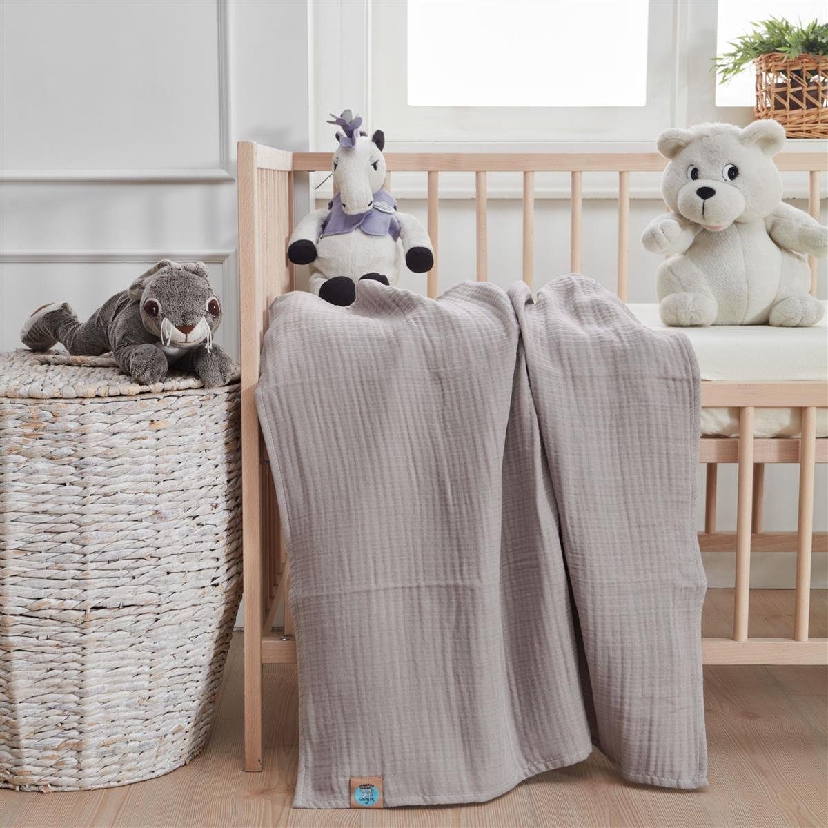SEI Design Kapuzenhandtuch 75x100 Badeponcho stone-grey, Musselin (1-St), Musselin 4-lagig - 100% BIO Baumwolle – Bild 5 von 5