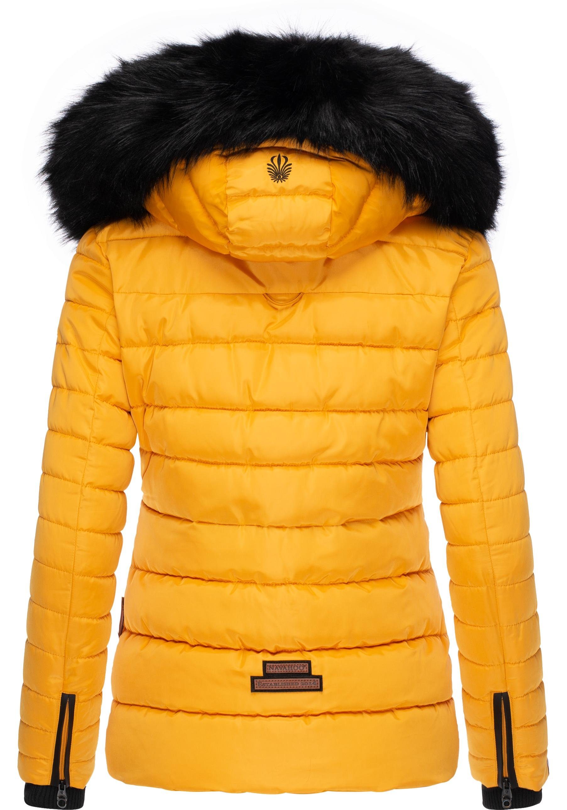 Navahoo Winterjacke Wisteriaa Warm gefütterte Steppjacke mit Kunstfell-Kapuze