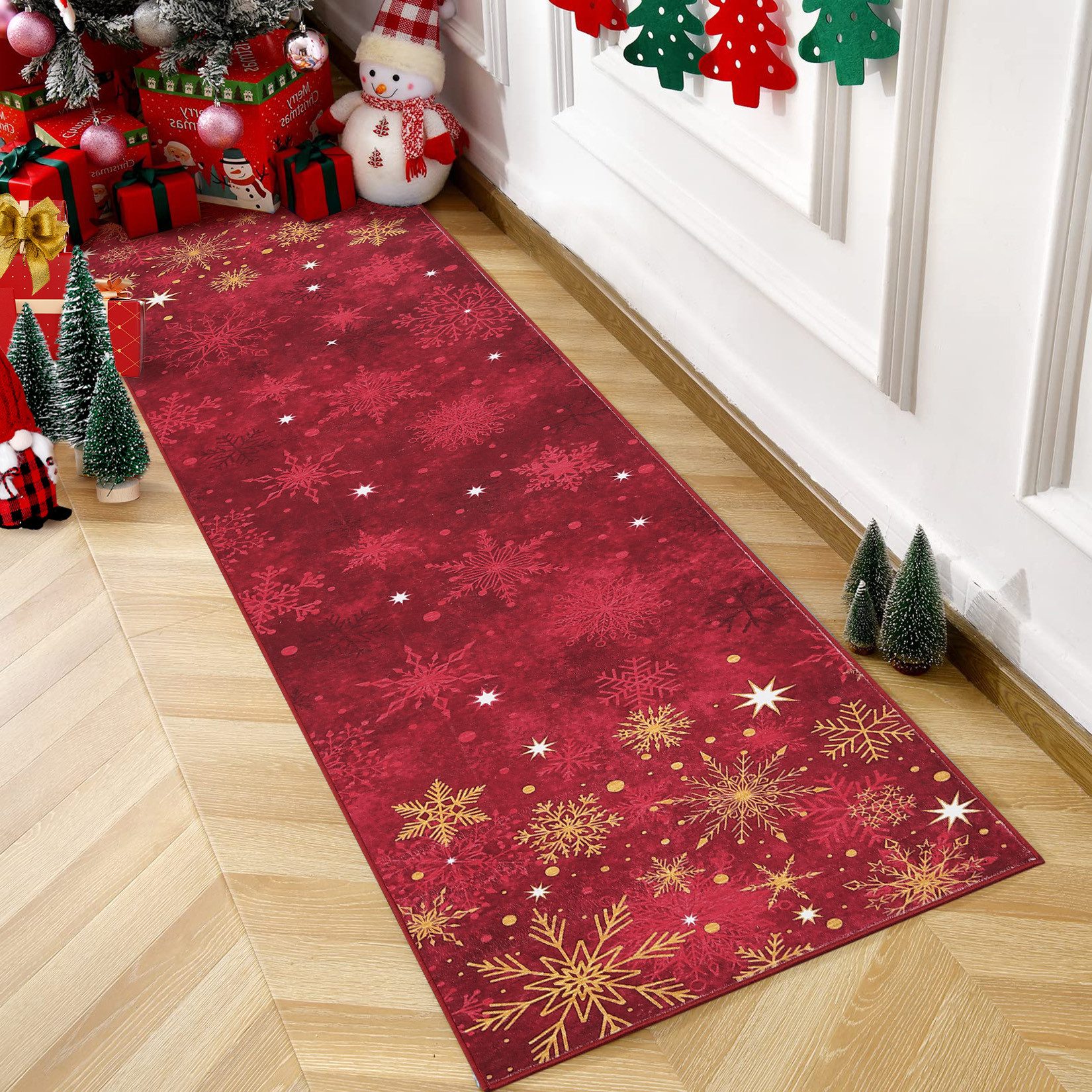 GarveeMore Teppich Weihnachten Waschbar Weihnachtsparty Innen Decor Kurzflor Rug