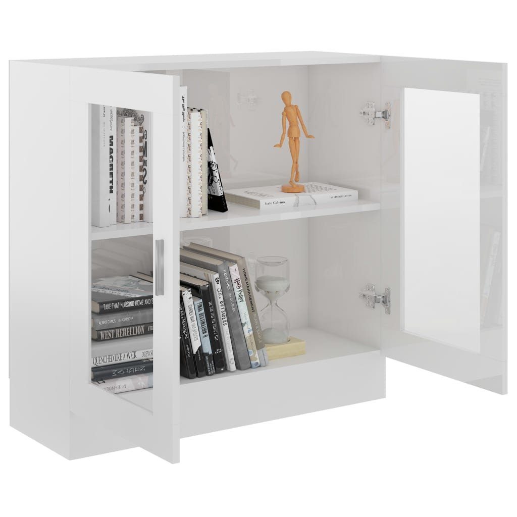 Vitrinenschrank Hochglanz-Weiß Holzwerkstoff furnicato Bücherregal 82,5x30,5x80 cm