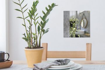 OneMillionCanvasses® Leinwandbild Kleine Hängepflanze im Badezimmer, (1 St), Leinwand Bilder für Wohnzimmer Schlafzimmer