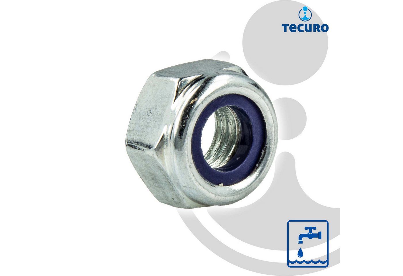 Thumbnail - tecuro Muttern Sechskantmuttern, selbstsichernd, metrisch, 100 Stück DIN 985, Stahl