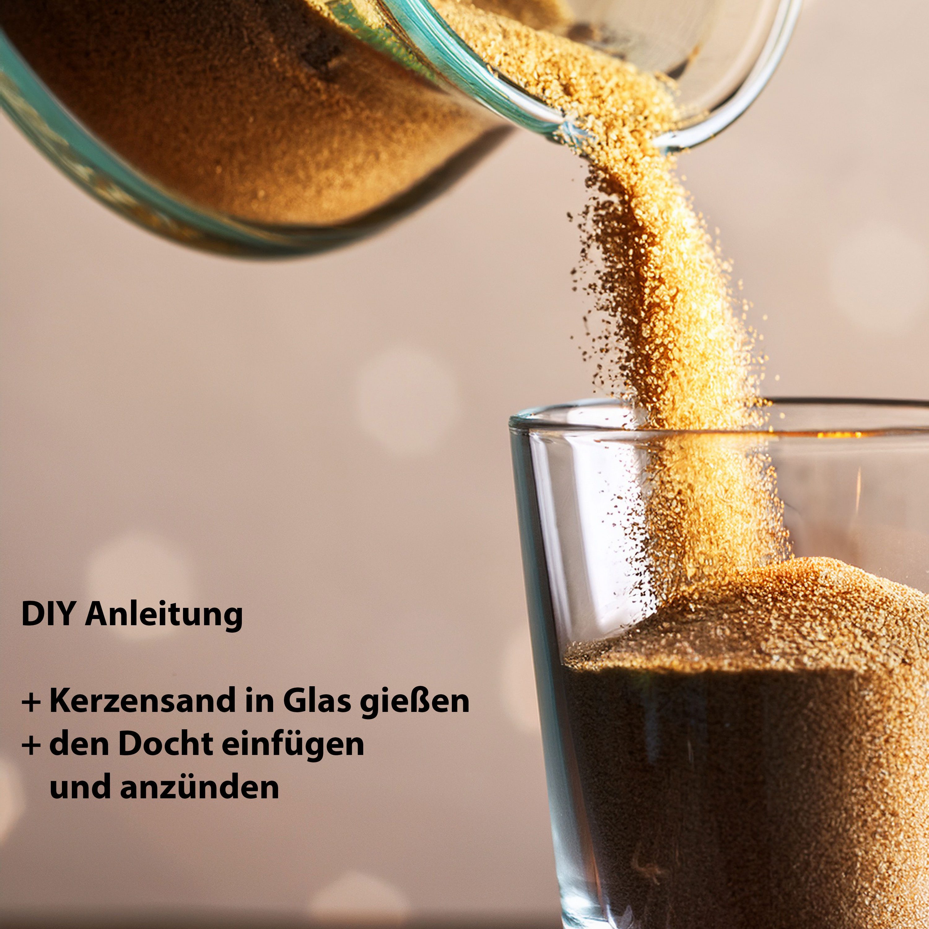 CEPEWA Formkerze DIY Kerzensand mit 5 Dochte 250gr weiß Paraffinwachs Sandgranulat – Bild 4 von 5