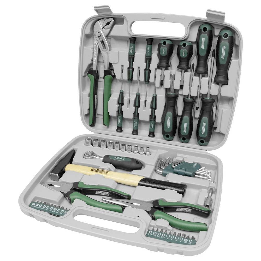 Brüder Mannesmann Werkzeuge Werkzeugkoffer Werkzeugsatz, 57-teilig M29057
