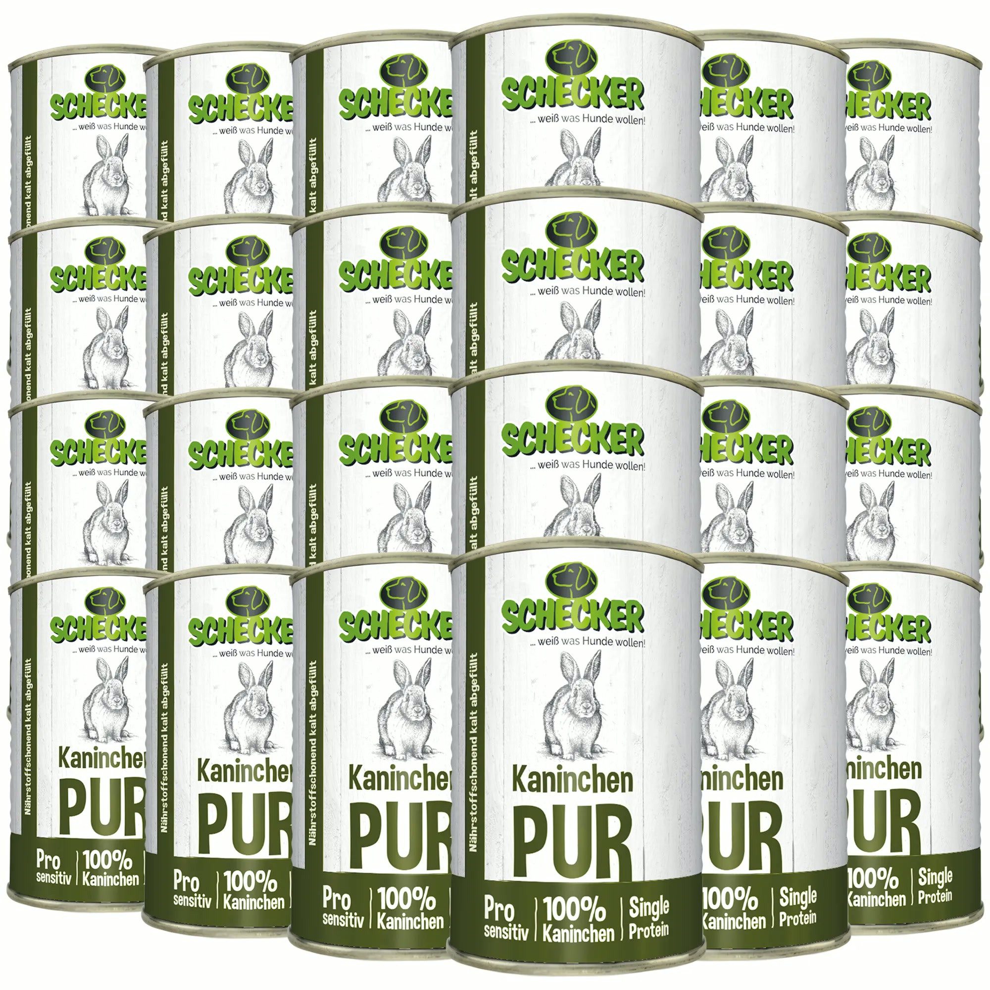 Schecker Kaninchen PUR - Monoprotein - getreidefrei - gut verträglich Kaninchen, Nassfutter für: Hunde, Monoprotein, getreidefrei und gut verträglich